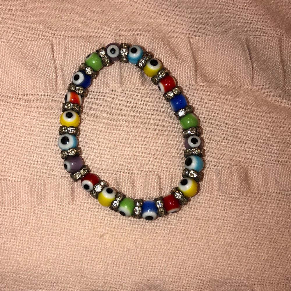 Girls rainbow evil eye bracelet